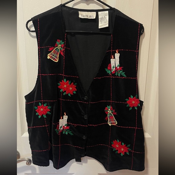 Casey & Max Vintage Christmas Vest Velvet Size XL - Picture 1 of 3